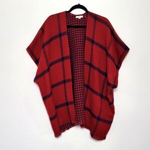 Ann Taylor LOFT Plaid Poncho Sweater XS/S Grandma Old Money Preppy Grandpa